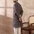 Men black silk blend printed mandarin collar straight kurta