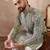 Men green silk blend printed mandarin collar straight kurta with trouser