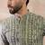 Men green silk blend printed mandarin collar straight kurta with trouser