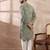 Men green silk blend printed mandarin collar straight kurta with trouser