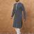Men blue viscose rayon shibori embroidered straight kurta