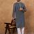 Men blue viscose rayon shibori embroidered straight kurta
