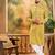 Men yellow viscose rayon shibori embroidered straight kurta