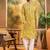 Men yellow viscose rayon shibori embroidered straight kurta