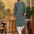 Men teal viscose rayon shibori embroidered straight kurta