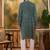 Men teal viscose rayon shibori embroidered straight kurta