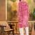 Men red viscose rayon shibori embroidered straight kurta