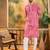 Men red viscose rayon shibori embroidered straight kurta