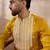 Men yellow silk blend embroidered mandarin collar straight kurta with trouser