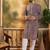 Men purple viscose rayon shibori embroidered straight kurta