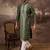Men green silk blend solid embroidered straight kurta