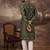 Men green silk blend solid embroidered straight kurta