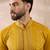 Men mustard silk blend embroidered mandarin collar straight kurta with trouser