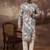 Men blue viscose rayon floral embroidered straight kurta