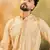 Men cream viscose rayon solid embroidered straight kurta