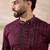 Men purple silk blend embroidered mandarin collar straight kurta with trouser