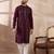 Men purple silk blend embroidered mandarin collar straight kurta with trouser