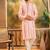 Men peach viscose rayon solid embroidered straight kurta