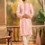 Men peach viscose rayon solid embroidered straight kurta