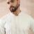 Men white silk blend embroidered mandarin collar straight kurta with trouser
