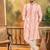 Men peach viscose rayon solid embroidered straight kurta