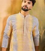 Men multi viscose rayon solid embroidered straight kurta