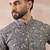 Men grey silk blend printed mandarin collar straight kurta with trouser