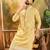 Men yellow silk blend solid embroidered straight kurta