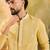 Men yellow silk blend solid embroidered straight kurta