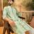 Men green viscose rayon solid embroidered straight kurta