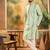 Men green viscose rayon solid embroidered straight kurta