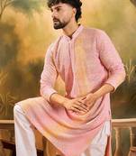 Men multi viscose rayon solid embroidered straight kurta