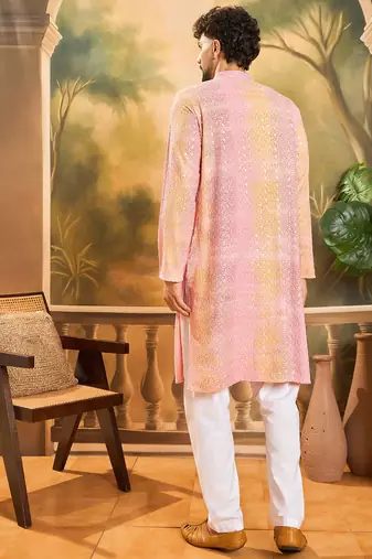 Men multi viscose rayon solid embroidered straight kurta