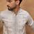 Men grey silk blend solid embroidered straight kurta