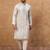 Men grey silk blend solid embroidered straight kurta