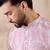 Men lavender silk blend printed mandarin collar straight kurta with trouser