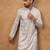 Men grey silk blend solid embroidered straight kurta