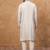Men grey silk blend solid embroidered straight kurta