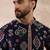 Men blue silk blend printed mandarin collar straight kurta with trouser