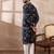 Men blue silk blend printed mandarin collar straight kurta with trouser