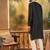 Men black silk blend solid embroidered straight kurta