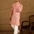 Men peach viscose rayon embroidered mandarin collar straight kurta with trouser