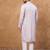 Men lavender silk blend solid embroidered straight kurta