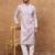 Men lavender silk blend solid embroidered straight kurta
