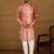 Men peach viscose rayon embroidered mandarin collar straight kurta with trouser