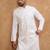 Men white silk blend solid embroidered straight kurta