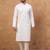Men white silk blend solid embroidered straight kurta
