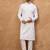 Men white silk blend solid embroidered straight kurta