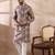 Men multi silk blend printed mandarin collar straight kurta with trouser