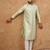Men peach silk blend solid embroidered straight kurta